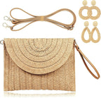 COOKOOKY Straw Clutch Handbag Summer Beach Straw Purse for Women woven Envelope Bag | Straw, Summer, Beach, woven, Straw, Summer