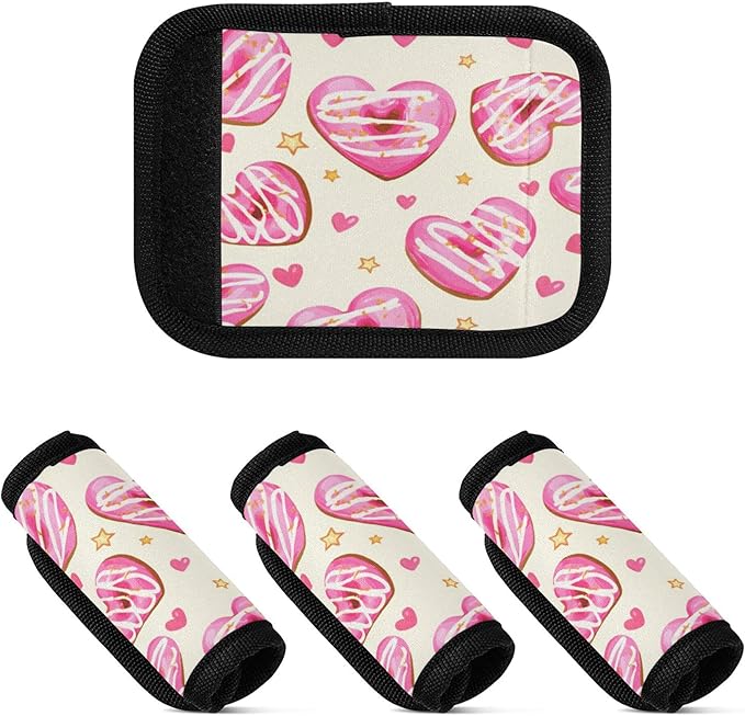 2 Pack Valentines Chocolate Luggage Handle Wrap, Detachable Luggage Tag, Neoprene Suitcase Wrap with Comfort Grip & Bright Identifier for Suitcase, Travel Bag, Sports Bag