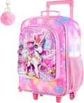 Girls Luggage, 18" Kids Carry on Suitcase With Wheels, Unicorn Suitcases for Toddler Children(Pink)