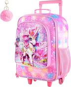 Girls Luggage, 18" Kids Carry on Suitcase With Wheels, Unicorn Suitcases for Toddler Children(Pink)