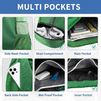 JELUTAR Drawstring Backpack Gym Bag with Shoes Compartment for Soccer, Basketball, Swim, Water-Resistant String Backpack Beach Cinch for Women Men, Dark Green