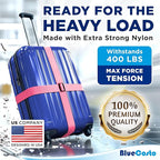 Luggage Straps for Suitcases - TSA Approved - Multicolored, 4 PK - Premium Nylon Belts for Suitcase, Briefcase & Travel Bag - Adjustable Strap Length 46" - 78"