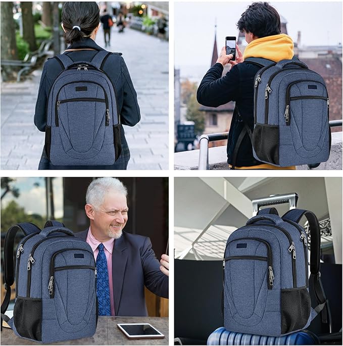 BIKROD Backpack for Woman and Men, Travel Laptop Backpack, Waterproof College Back Pack for 15.6 IN Laptop Backpack, Adult Business Computer Travel Backpack, Blue