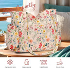 Corduroy Tote Bag for Women,Large Capacity Cute Tote Bags With 6 Pockets,Crossbody Shoulder Handbag for Work Travel Gym