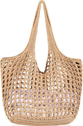 WantGor Crochet Bags, Beach Mesh Tote Bag Womens Shoulder Shopping Handbag Casual Travel Totes Bag Foldable Hobo Bags