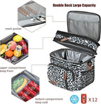 MIYCOO Lunch Bag & Lunch Box for Women Men, Double Deck Leakproof Insulated Soft Large Adult Camping Cooler bag for Work, Beach, Picnic, Travel (Leopard print, 15L)