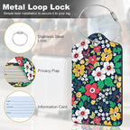 2Pack Luggage Tags for Suitcases, Cute Unique Pu Leather Cruise Luggage Tag with Privacy Cover ID Label Address Card and Metal Ring Suitable for Women Men Kids Travel Bag Green and white flowers