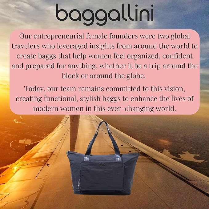 Baggallini Carryall Expandable Lightweight Travel Tote 22" Packable Folding Compact Nylon Washable Weekender w/Luggage Sleeve