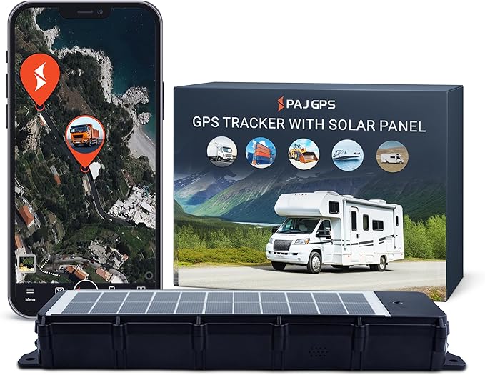 PAJ GPS Solar Tracker 4G for Vehicles – Real-Time GPS Tracking Device with Solar Panel, Waterproof, Long Battery Life – Anti-Theft GPS Tracker with 3 Months Subscription Included