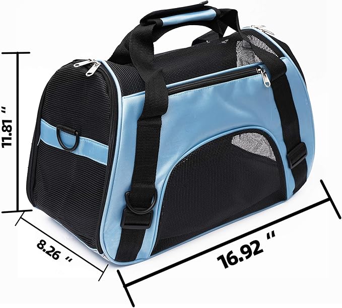 MuchL Pet Carrier Soft-Sided Carriers for Cat Carriers Dog Carrier for Small Medium Cats Dogs Puppies Pet Carrier Airline Approved Cat Dog Pet Travel Carrier (Small, Blue)