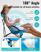 KingCamp Low Beach Chair, High Back Folding Camping Chair for Adults, Oversized Breathable Mesh Seat, 300lbs Heavy Duty Portable Chair with Cup Holder & Storage Pockets for Beach, Outdoor