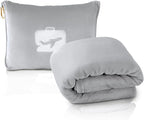 EverSnug Travel Blanket and Pillow - Ultra-Soft, Compact & Lightweight, 65x40 Inches, with Carry Case, Luggage Sleeve & Backpack Clip for Airplane Comfort (Light Grey)