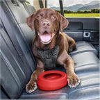 Kurgo Splash Free Wander Dog Water Bowl - Anti-Splash Rim - Travel Friendly - Food Grade Silicone - Compact Wedge Shape - Dishwasher-Safe Bowl - 24 oz - Chili Red