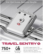 LUGGEX Checked Suitcase with Spinner Wheels, 8010S Aluminum Frame Zipperless Polycarbonate Hard Shell Suitcase (ZX-Core, Silver, 28 Inch)