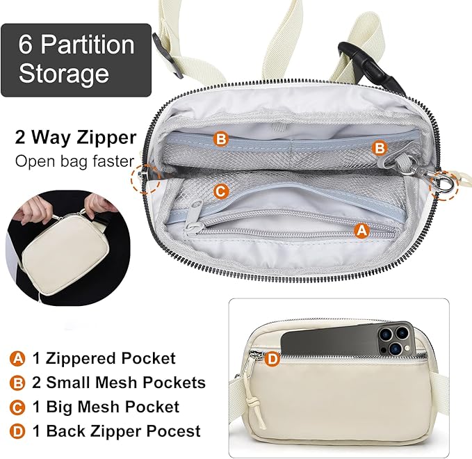 Mini Belt Bag for Women, RFID Small Fanny Pack, Womens Fashion Waist Packs with Extender Strap, Crossbody Bum Bags