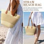Beach Bags for Women, Summer Straw Beach Bag Straw Purse Shoulder Handbags Large Beach Tote for Summer Vacation