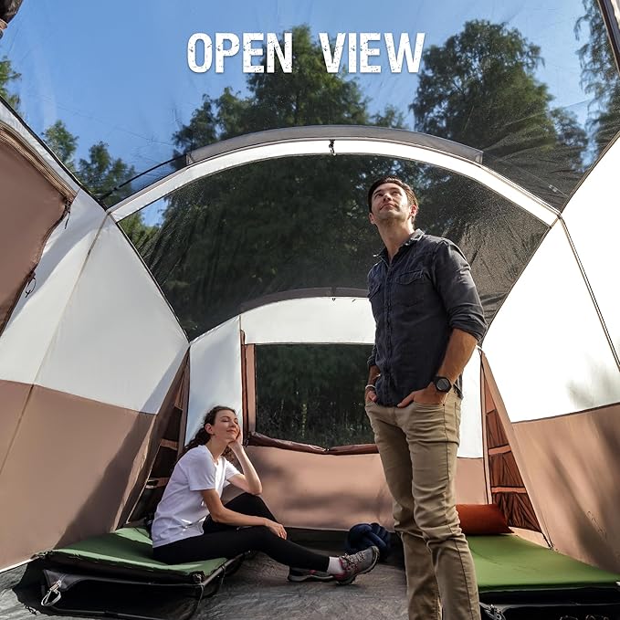 PORTAL 6/8/10 Person Family Camping Tent with Screen Room, Water Resistant Big Tunnel Tents with Rainfly, Large Family Tent for Camping, Outdoor, Patio
