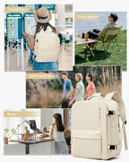WONHOX Large Travel Backpack Women,Carry On Backpack Flight Approved 18x14x8 inches Bag Spirit Airlines Personal ltem,College Sports Hiking Rucksack Laptop Blackpack mochila de viaje,Beige