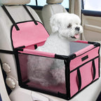 Dog Car Seat Foldable Dog Car Booster Seat Waterproof Breathable Oxford Travel Bag for Small to Medium Dogs, Puppies, and Pets-Pure Pink-Upgrade