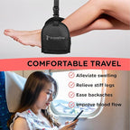 Airplane Foot Hammock – Memory Foam Travel Footrest with Rigid Base, Adjustable Strap for Long Flights & Travel Comfort (Black)