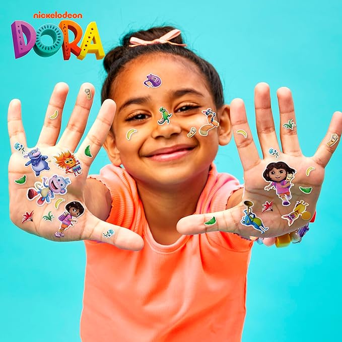 Dora Puffy Sticker Playset, 35 Reusable Stickers and 2 Play Scenes, Fun Kids Activities, Toddler Toys, Road Trip Essentials, Gifts for 4 Year Old Girl, Mess Free Airplane Toy