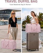 Women Weekender Travel Duffle Bag: Travel Duffel Overnight Bags with Shoe Compartment Large Carry on Tote with Toiletry Bag Weekend Traveling Yoga Gym Hospital Bag for Women with Wet Pocket Pink