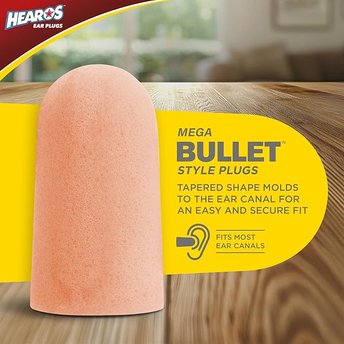 HEAROS Ultimate Softness Foam Disposable Earplugs, NRR 32, 100 Pair, PU Foam, Hearing Protection, Beige (5299)