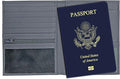 Grey RFID Genuine Leather Passport Wallet