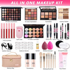All-in-One Makeup Kit for Women Full Kit, Makeup Gift Set for Women Teens Girls, Makeup Essential Bundle Includes Eyeshadow Foundation Lipsticks Mascara Eyeliner Contour Stick Cosmetic Brush Set
