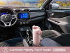 POWCAN 26 oz Insulated Water Bottle with 2-in-1 Straw and Spout Lid, Keep Cold 24H, Leak-Proof, Fits in Car Cup Holder, Stainless Steel Water Bottle for Gift, Holiday, Travel and School (Sweet Rosy)