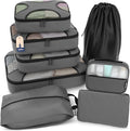 Shacke Packing Cubes for Travel 8 Set - Premium Luggage Organizer Bags - Versatile Travel Organizer for Women and Men - Optimized Packing Bags - Travel Essentials (Dark Grey)