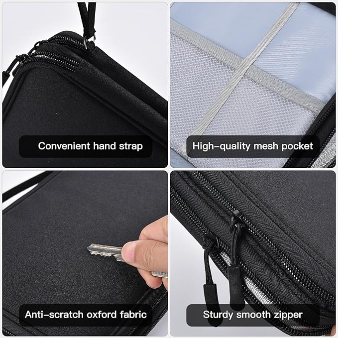 CAAORDKSO Electronics Travel Organizer, Electronic Accessories Carry Case Waterproof Double Layers Storage Bag Travel Essentials for Cord, Cable, Charger, USB, Power Bank, Earphone (Black, X-Large)