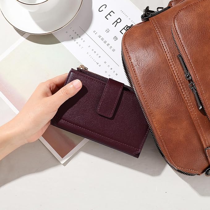 Women's Wallet Ladies Travel Card Wallet Trifold Veagan Leather