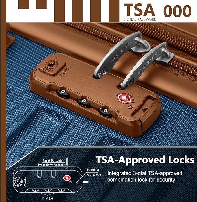 6 Piece Luggage Sets with Bags, Lightweight Expandable Checked Luggage Sets, Hardshell ABS Spinner Wheels Carry on Suitcase with TSA Lock, for Travel, Women Men (Nayy Blue, 18/20/24/28inch+2bags)
