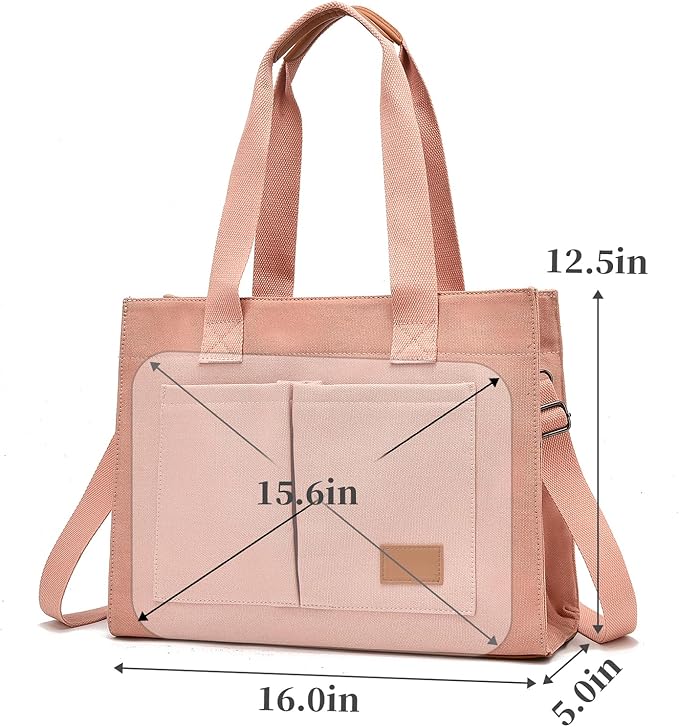 Canvas Laptop Tote Bag for Women | Pockets, Stands Upright, Convertible