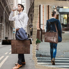 IGOLUMON Messenger Bag for Men 15.6 inch Vintage Leather Waterproof Laptop Briefcase for Men Large Computer Laptop Bag Leather Satchel Bag Retro Shoulder Bag for Office Business College, Dark Brown