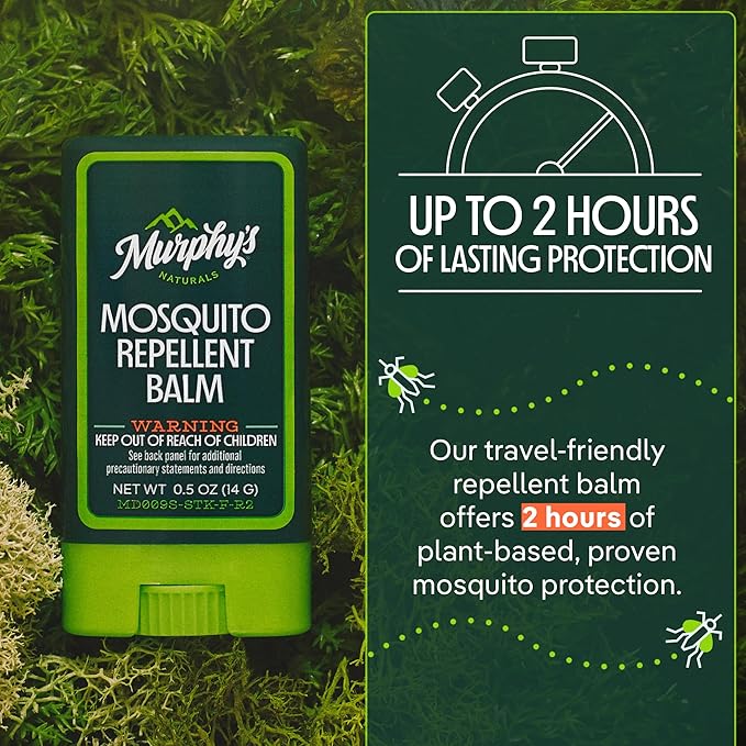 Murphy's Naturals Mosquito Repellent Balm Stick, Plant-Based Ingredients, Travel-Pocket Size, 0.5oz Each, 3-Pack
