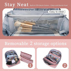 BOYATU Travel Makeup Bags for Women: Large Capacity Cosmetic Bag Set of 3 - Vegan Leather Make up Bags with Compartments - Wide Open Waterproof Toiletry Organizer Bag with Handle (P-03-Red)