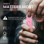 POM Personal Safety Alarm for Women – 130dB Loud Emergency Siren, USB-C Rechargeable with Bright LED Flashlight, Portable Keychain Design for Self Defense, Purse, Backpack & Travel (Pink)