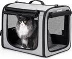 Pecute Dog Car Carrier Light Weight 19.7×16.9×14.8in, Dog Carrier Easy to Assemble, Dog Car Crate Portable and Breathable,Pet Carrier for Indoor and Outdoor, Dog Travel Crate with Curtain Gray