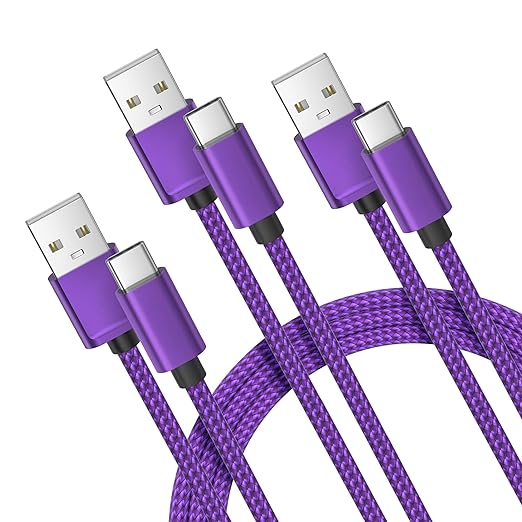 Basesailor for iPhone 17 16 Pro Max Charger Cord,USB to USB C Cable,Type C Charging Power Cord for Apple 17e 15 iPad 10 Air 4 5,Samsung Galaxy S26 S25 S24 S23,Purple,3Pack 1.5/3.3/6.6FT(0.5/1/2M)