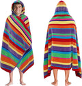 COTTON CRAFT Hooded Beach Towel – Oversized 35 x 70 Towel with Hood for Adults - Summer of Siam - 100% Cotton Velour Dobby Terry Towel - Soft Absorbent Quick Dry - Pool Bath Wrap – Multicolor Stripe