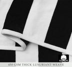 COTTON CRAFT Hooded Beach Towel – Oversized 39 x 68 Towel with Hood for Adults - 100% Ringspun Cotton Velour Terry Towel - 450 GSM Super Soft Plush Absorbent Quick Dry Bath Wrap – Cabana Stripe Black