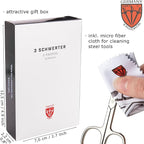 3 Swords Germany - Brand Quality 6 piece Manicure Pedicure Grooming kit Set - Scissors, Metal and Glass Nail File, Clipper, Tweezers with Synthetic Leather case - White/Black Tools