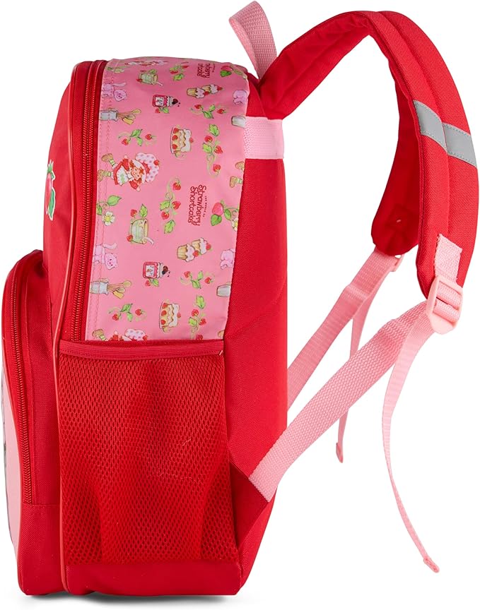 AI ACCESSORY INNOVATIONS Strawberry Shortcake Backpack for Girls Bookbag featuring Strawberry Shortcake & Custard, 15 Inch School Bag, Pink