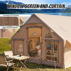 Inflatable Tent with Skylight, Quick Setup Blow Up Tents with Pump, Hot Tent with Stove Jack, Waterproof Oxford Inflatable House for Camping, Air Glamping Tents for Camping Adult 8-12 Person