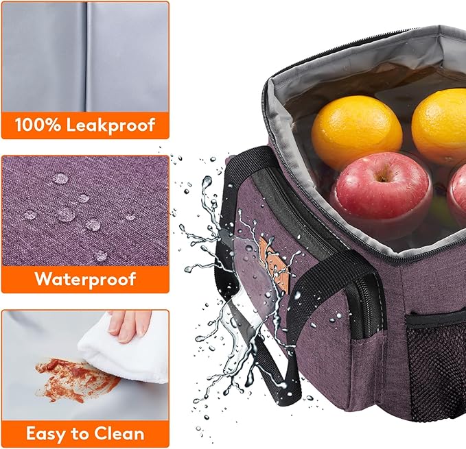 Lifewit Medium Lunch Bag, Insulated Lunch Box, Soft Cooler Cooling Tote for Adult Men Women, Purple 12-Can (9L)