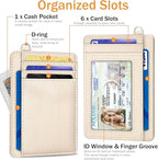 Yonlevres Credit Card Holder for Women, Slim RFID Wallet Front Pocket Small Card Holder, Travel Card Case ID Window PU Leather Cute Funny Thin RFID Blocking Card Organizer Gifts Girls Ladies