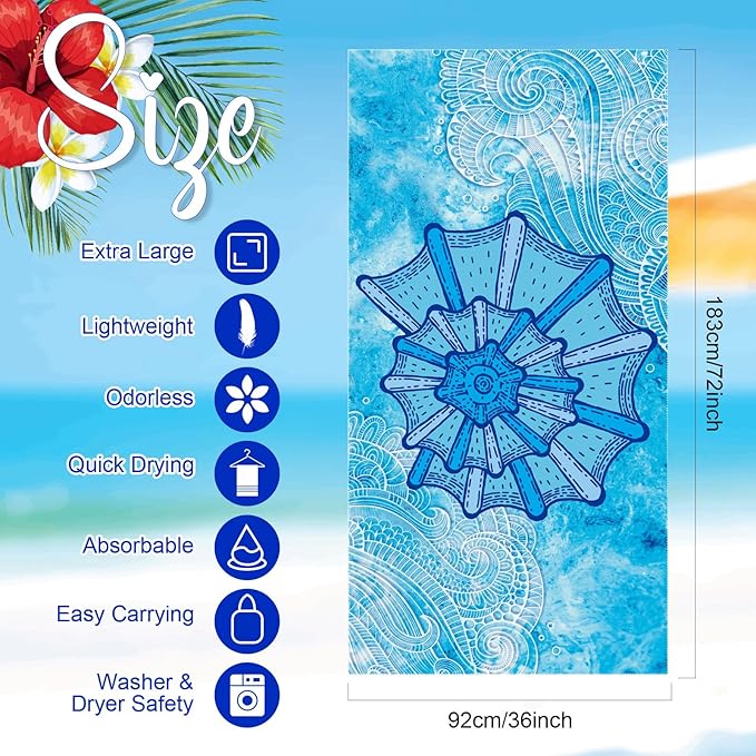 EBOOT 10 Pack Oversized Beach Towel Set Extra Large Pool Towels Microfiber Quick Dry Swim Blanket for Adult Women Men Face Hand Body Bath Travel Pool(Elegant Color,36 x 72 Inch,Summer)