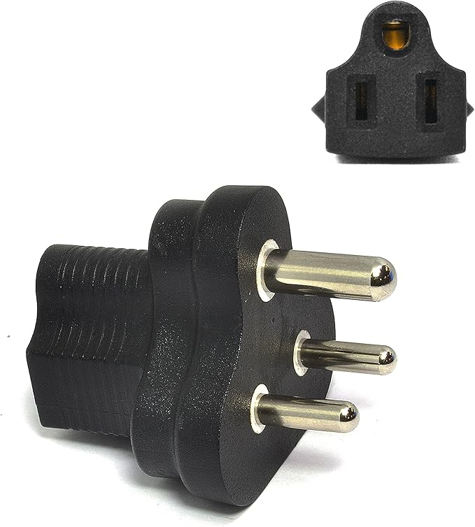 Ceptics India, Nepal BS-546 Travel Power Plug Adapter Accepts NEMA 5-15R - ETL Certified - Industrial Grade (IG-10)